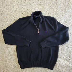 Polo Ralph Lauren Pullover Mens Large 1/4 Zip Pima Cotton with Purple Pony